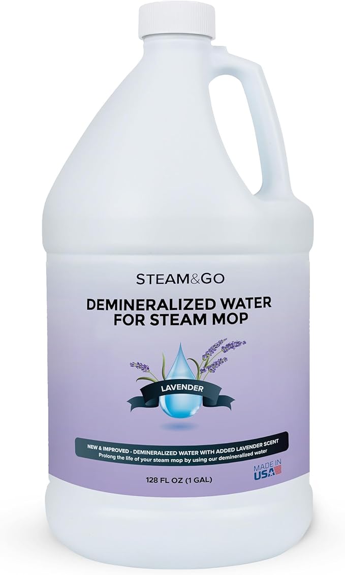 Steam & Go Demineralized Water Cleaning Solution for Floor & Multi-Surface Steam Cleaners - Compatible for All Steam Mops - Lavender Scent, 128 oz