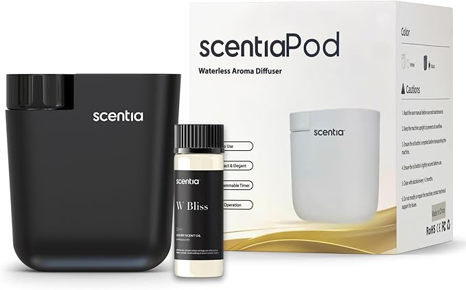 Smart Plug-in Scent Diffuser with App Control | Waterless Cold Air Diffuser | Hotel-Inspired Scent Included | 600 Sq. Ft. Coverage | Thanksgiving & Housewarming Gift | Black