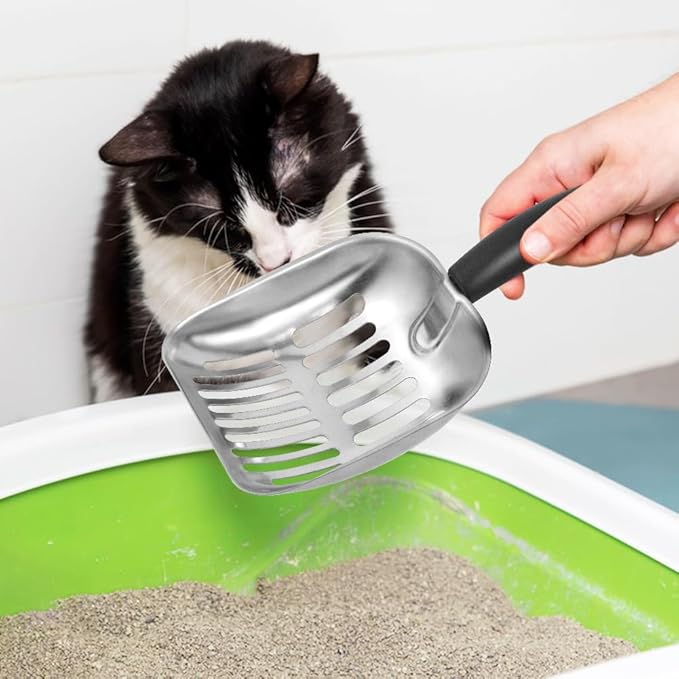 Apidgrowth Cat Litter Scoop -Metal Cat Litter Scoop-Sturdy Mesh Scooper - Mesh Shovel-Easy to Clean - Suitable for Cat Litter Box -Black