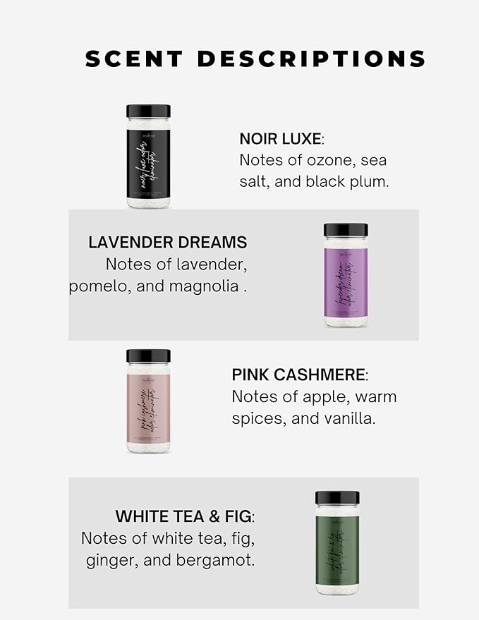 The Diamond Life “Hotel” Carpet Powder Bundle – 4 Pack: Noir Luxe, Lavender Dreams, Pink Cashmere, White Tea & Fig – Odor Eliminator for Home, Upholstery & Pet Areas