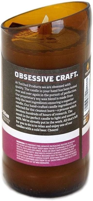 Torched Beer Scented Candles | Natural Soy Wax Candle | Wildberry Lambic Scent 8 oz | Makes a Great Gift for Men, Beer Lovers, and Collectors | Bar Man-Cave Decor and Accessories