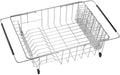 SANNO Expandable in Sink Dish Drying Rack, Large Dish Drying Rack with 4 Division Utensil Silverware Cutlery Holder, Dish Drainer Shelf Dish Rack in Sink On Counter, Rustproof Stainless Steel