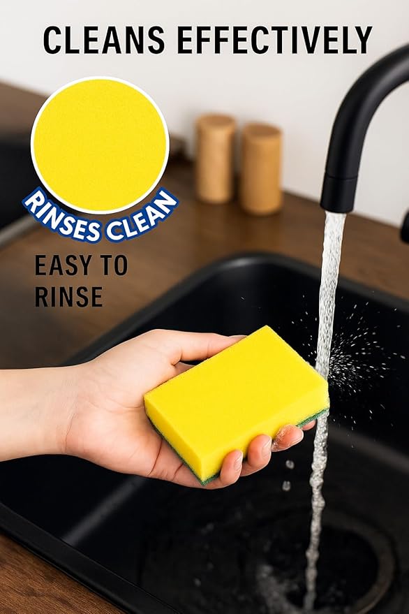 The FaarSky Double-Sided Kitchen Cleaning Sponges, 10-Pack, Heavy-Duty Scrubbing and Soft Absorbent Sides, Non-Scratch