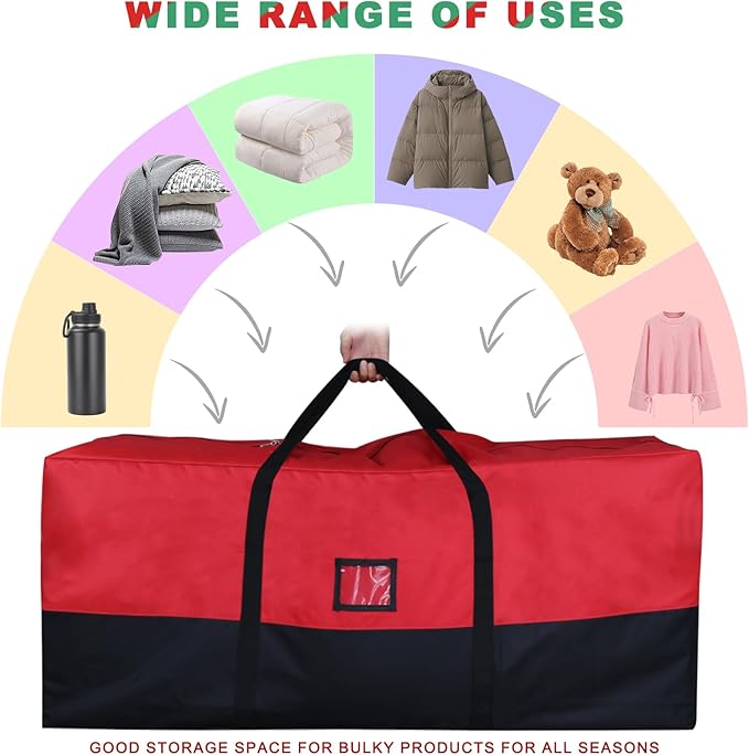 Christmas Tree Storage Bag, Fits Up to 9 Ft Artificial Trees, Large Heavy-Duty Waterproof Storage Bags with Reinforced Handles, Dual Zippers & Card Slot, 600D Oxford Extra Large Moving Bags