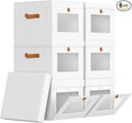 Storage Bins with Lid – Closet Organizer with Side Opening and Clear Window, Foldable Stackable Fabric Basket for Clothes, Home, Office - 13.77" x 11.8" x 9.8", 6 Pack, White