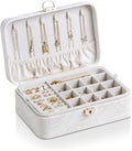 CASEGRACE 2-Layer Jewelry Box with Removable Tray, Portable Jewelry Organizer for Earrings Necklaces Rings, Gift for Women Girls on Birthday Valentine's Day (Fluorescent white)