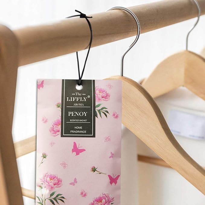 LIFFLY 14 Packs Peony Scented Sachets for Drawers and Closets Gift