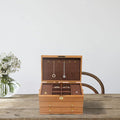 Wooden Jewelry Box,Vintage Jewelry Organizer with Lock,3 Layers Large Capacity Jewelry Holder Watches Necklace Ring Storage Box (Wooden)