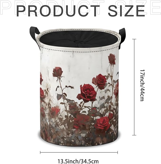 Storage Baskets- Vintage Rose Pattern Foldable Laundry Hamper Fabric Organizer Storage Bins with Handles for Shelves, Closet, Nursery, Laundry, Toys