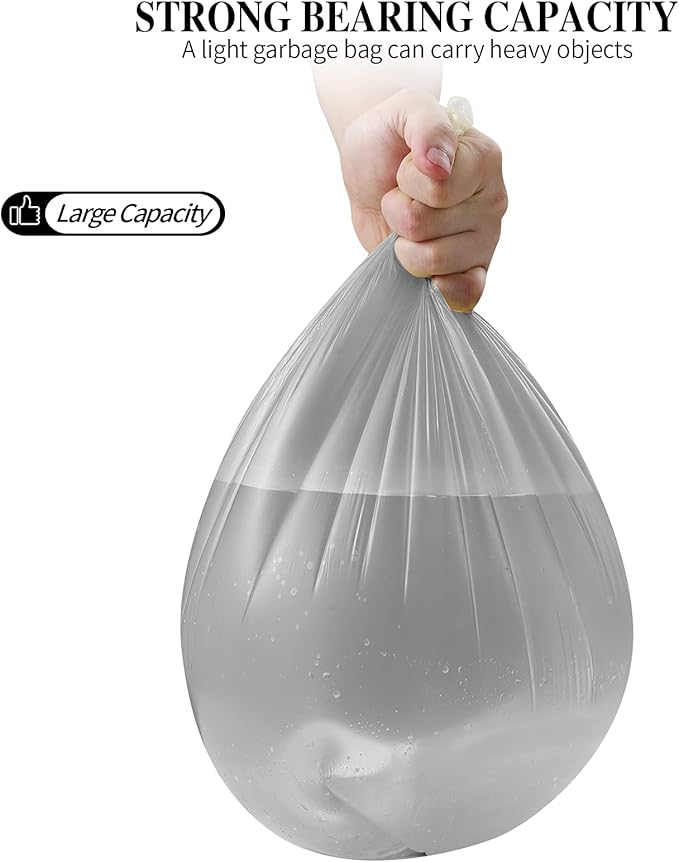 5 Rolls Small Trash Bags - 200 Counts Durable 4 Gallon Small Garbage Bags for home office kitchen Bathroom Bedroom Trash Can liners（Silver）