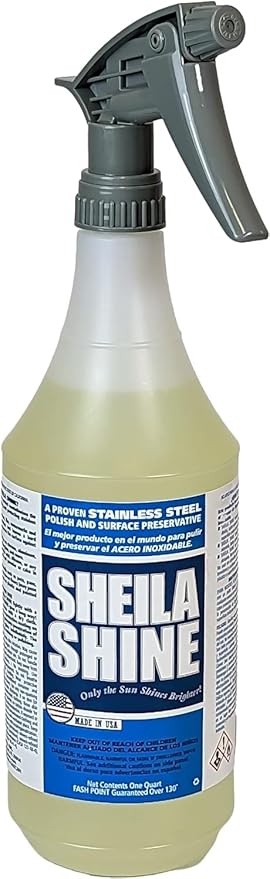 Sheila Shine 32oz Stainless Steel Cleaner and Polish - Cleans, Polishes & Protects Kitchen Appliances, Refrigerators, Sinks, Ovens & Grills - Leaves Streak Free Shine - Stainless Steel Spray Cleaner