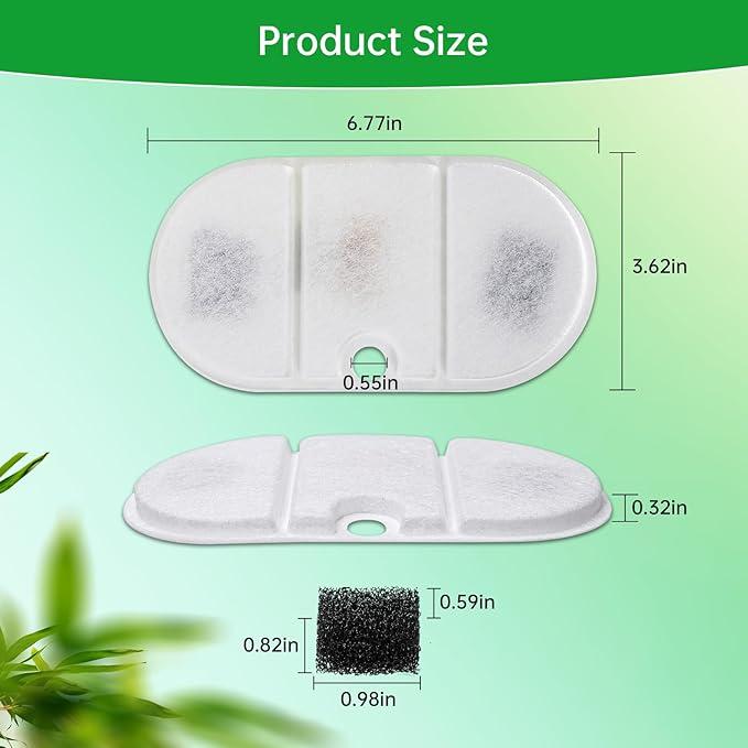 16 Packs Replacement Filters Compatible with Capsule Cat Water Fountain PLWF002, 16 Replacement Carbon Filters & 16 Sponges for 71fl oz/2.1L Ultra Quiet Pet Water Dispenser