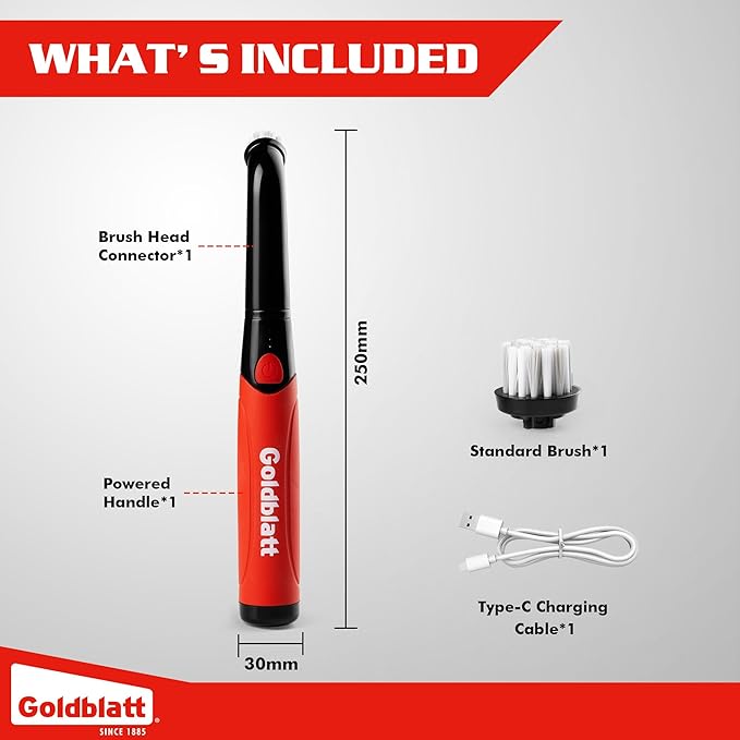 Goldblatt Cordless Electric Spin Scrubber, Power Scrubber with Battery Indicator Light, Waterproof Electric Cleaning Brush for Grout, Tile, Bathroom, Kitchen, Tub Cleaning