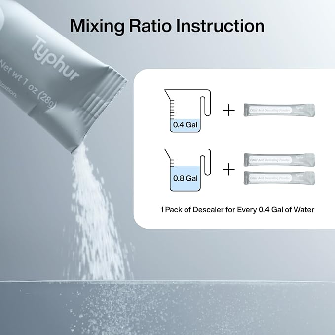 Typhur Ice Maker Cleaner and Descaler, 12 Packs Pure Citric Acid Powder, Universal Descaling Solution for All Brands of Countertop Ice Machines, Also Compatible with Coffee Makers and Kettles