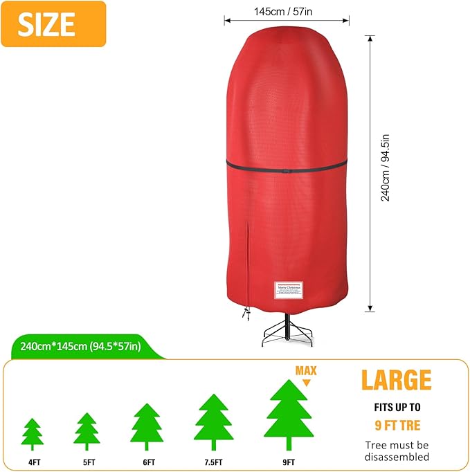 Upright Christmas Tree Storage Bag,Oxford Fabric Tear Resistant Adjustable Christmas Tree Storage Bag for 9 FT Assembled Trees