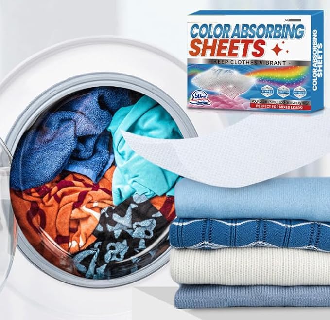 Color Absorbing Sheets for Laundry, Colour Catcher Colour Protection Sheets (1 pack x 50 PCS),Prevents Color Bleeding, Mixed Load Safe