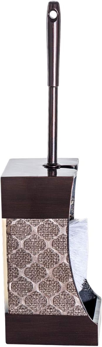 Creative Scents Brown Toilet Brush with Holder Set - Bathroom Toilet Bowl Brush and Holder - Decorative Toilet Cleaner Brush - Good Grip Toilet Bowl Scrubber (Dahlia Style)