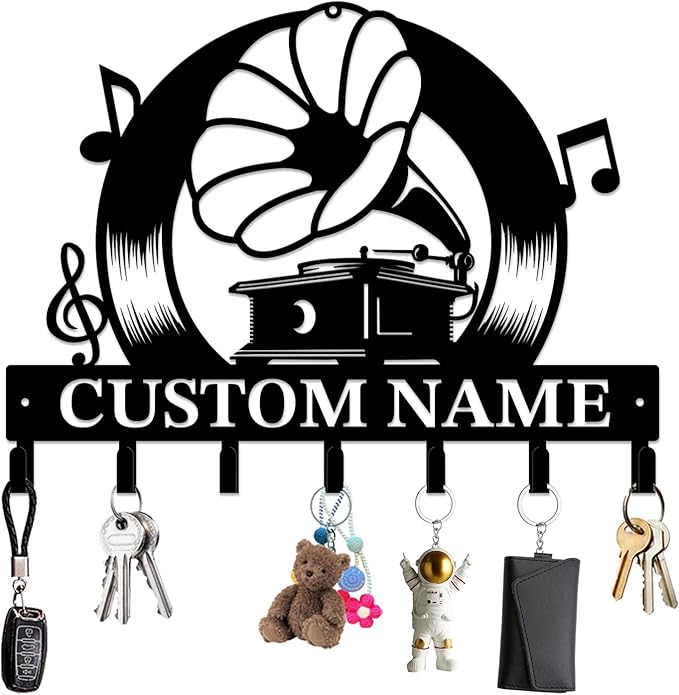 Personalized Custom Music Wall Hooks,Metal Music Room Art Clothes Hooks,Metal Music Wall Home Storage Decorative,For Front Door, Hallway, Kitchen, Bedroom,Keys,Hats (Style B)