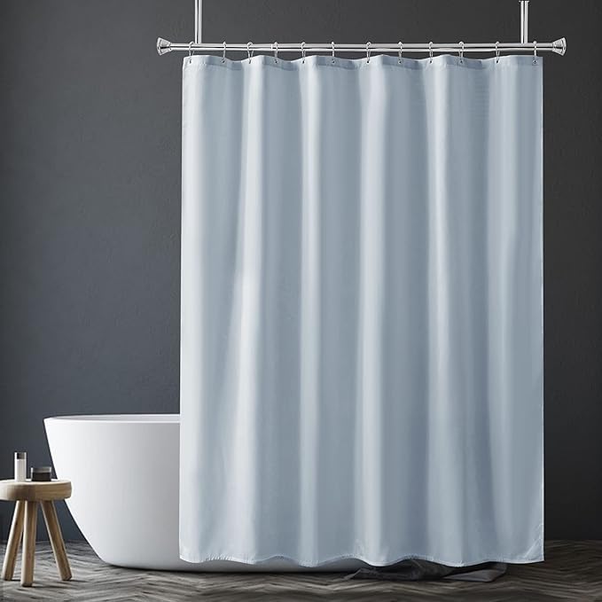 Amazer Light Gray Shower Curtain Liner, Light Gray Fabric Shower Liner, 2-in-1 Bathroom Shower Curtain and Liner, 12 Grommet Holes, Water Proof, Machine Washable, Hotel Quality, 72 x 72 Inches