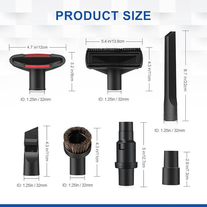 LANMU 1 1/4 Inch(32mm) Vacuum Attachments Compatible with Shark Navigator Lift-Away NV360 NV352 NV356E, NV501 & Rocket HV301 HV322 Vacuum, Accessories Kit with Adapter for Home, Car Interior Cleaning