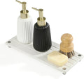 Razborci Instant Dry Sink Caddy Kitchen Sink Organizer, Quick Drying Stone Tray Diatomite Sponge Holder Soap Dish, Bathroom Countertop Fast Dry Water Absorbing Vanity Rack, Beige,12" x 5"
