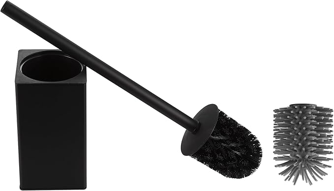 Kelirol Toilet Brush and Holder Black for Bathroom Storage and Organization,Square Deep Cleaning Black Toilet Brush for Bathroom