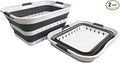 SAMMART 42L (11 gallons) Set of 2 Plastic Foldable Storage Basket/Container - Collapsible, Space Saving and Portable Laundry Hamper, Ideal for Home, Travel, Dorm, and Camping (2, White/Steel Grey)