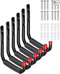 6 Pack Garage Hooks Heavy Duty, Utility Steel Hooks with EVA Foam Padding, 5.51inch Wall Mount J Organizer Hanger for Hanging Bikes Kayak Garden Tool Hose Bike Shelf