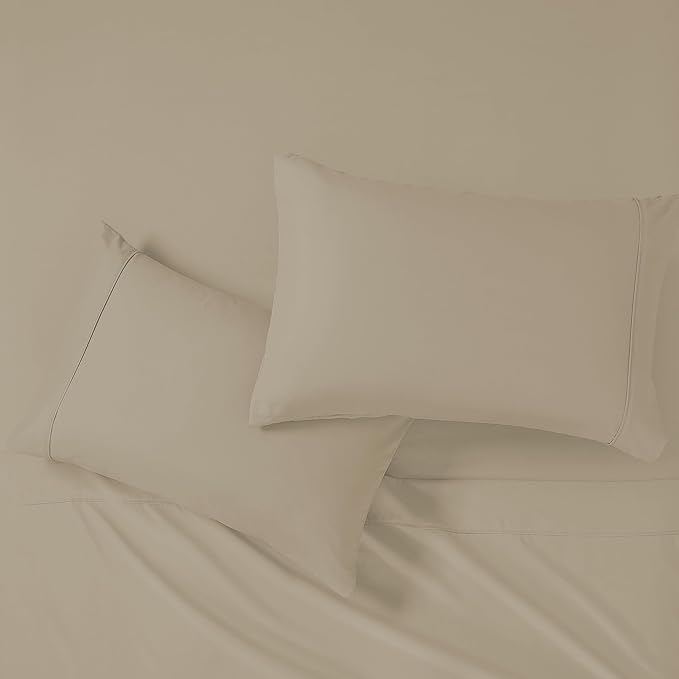 Modern Threads Soft Microfiber Solid Sheets - Luxurious Microfiber Bed Sheets - Includes Flat Sheet, Fitted Sheet with Deep Pockets, & Pillowcases Taupe California King
