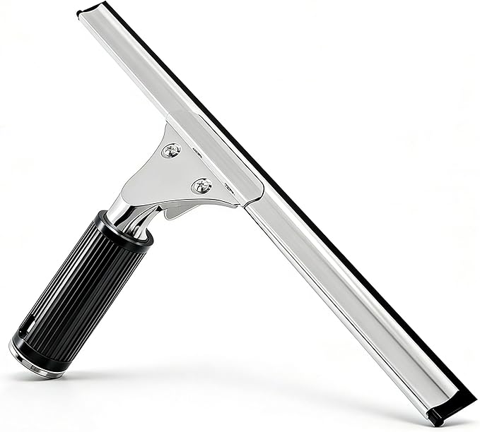 MRDARENSU 14-inch Squeegee for Shower Glass & Window Cleaning, Professional Stainless Steel Squeegee with Durable Handle for Streak-Free Glass, Mirror, Tile & All Smooth Surfaces