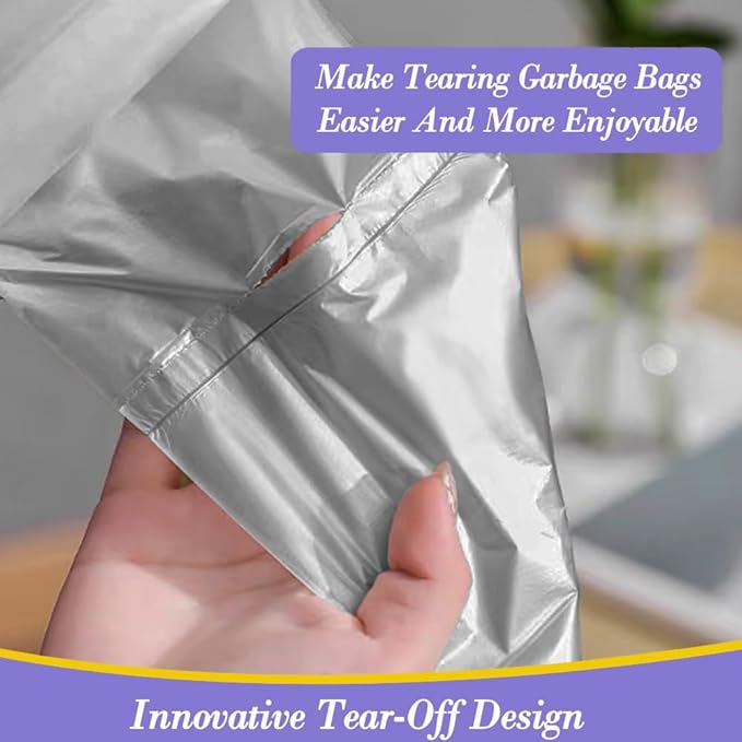 3 Gallon 180pcs Small Grey Trash Bags(Fit 2.6-3.2 Gal) Plastic Strong Grey Garbage Bags, Bathroom Trash Can Bin Liners, Waste Basket Liner, Fit 10-13 Liter, 2.5-2.6 Gallon,3.2Gallon(3-Grey180)