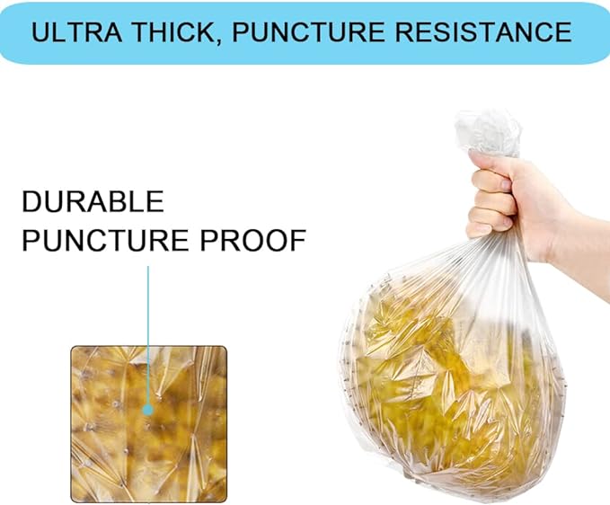 10 Gallon Trash Bags - 18 Micron Ultra Thick Strong Clear Medium Size Garbage Bin Liners for Office Kitchen, Fit 8-10 Gallon, 90 Count