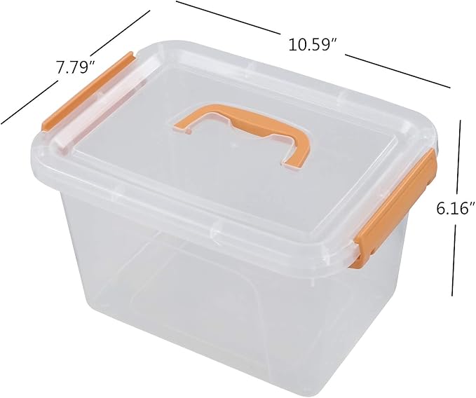 Farmoon 6 Quart Storage Bins with Lids, 6 Pack Storage Boxes Plastic, Clear
