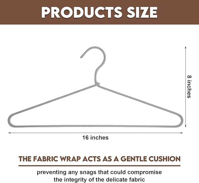 15 Pcs Fabric Wrapped Metal Hangers Covered Wire Hanger Metal Coat Hangers Non Slip for Clothes Closet Clothing Suit Shirt Pant (Gray)