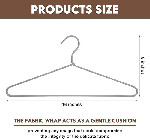 15 Pcs Fabric Wrapped Metal Hangers Covered Wire Hanger Metal Coat Hangers Non Slip for Clothes Closet Clothing Suit Shirt Pant (Gray)