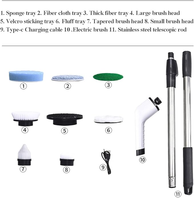 MGLSDeet Electric Spin Scrubber Scrub Brush, Rechargeable Cleaning Brush with 8 in 1 Replaceable Brush Heads, Cordless Power Spin Scrubber 90Mins for Bathroom Shower Bathtub Glass Car