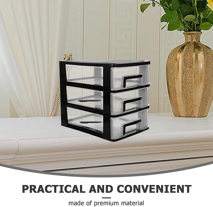 Wakauto Three-Layer Plastic Drawer Storage Organizer Rack,Portable Desktop Storage Cabinet for Efficient Space Management for Makeup Office Supplies and Home Organization(21.1 * 15.2 * 19.2 Inch)