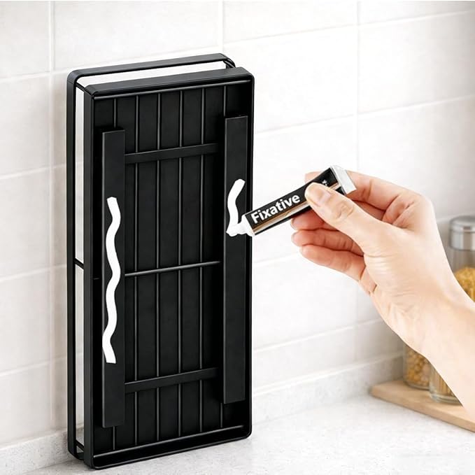 Under Sink Organizer, Ball-Bearing, Under Kitchen Sink Organizer, Under Cabinet Organizer, No-Drill Adhesive, Under Sink Storage (Glossy Black, 1-Pack)