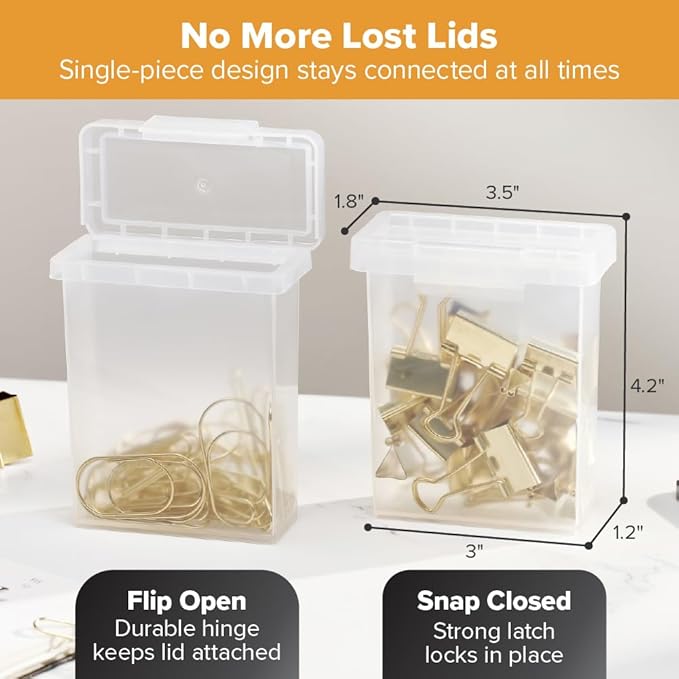 Bostitch Konnect Storage Containers with Lids, Organizer, Clear Plastic Box, Stackable Nesting Bins, Small, 2 Pack