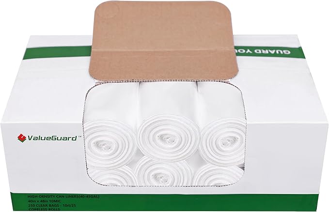 Trash Can Liner - Wholesale 250 Count Garbage Bags on Perforated Roll 45 Gallon Multipurpose for Office Bathrooms Business Home Commercial and Industrial Needs