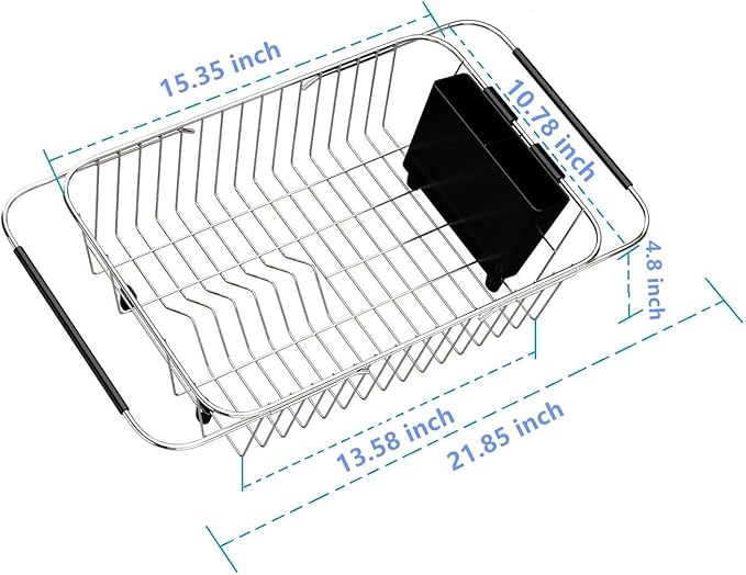 TESOT Adjustable Over Sink Dish Rack Stainless Steel Dish Drying Rack On Counter or in Sink, Rustproof