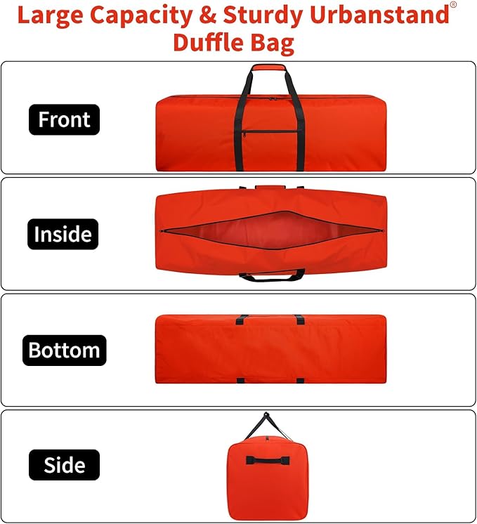 Urbanstand 48 Inch Extra Large Duffle Bag for Travel, Sports Gear Storage Bag with 2-way Lockable Zippers, Long Canvas Duffel Bag for Tent Camping tripod (Orange)