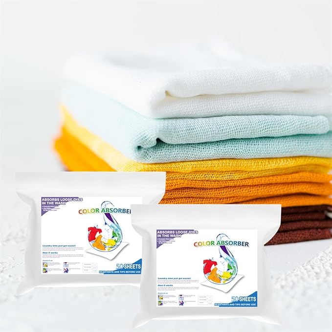 Color Absorber Color Catcher Sheet for Laundry 50 Count Dye Grabber Sheets for Washing Mixed Cloth Home Use