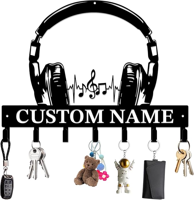 Personalized Custom Music Wall Hooks,Metal Music Room Art Clothes Hooks,Metal Music Wall Home Storage Decorative,For Front Door, Hallway, Kitchen, Bedroom,Keys,Hats (Style H)