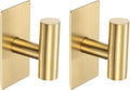 2 Pack Towel Hooks for Bathroom, Wall Hooks Self-Adhesive No-Drill Door Hanger Apply to Shower/Kitchen/Bedroom/Hanging Coat/Towel/Robe (Gold)
