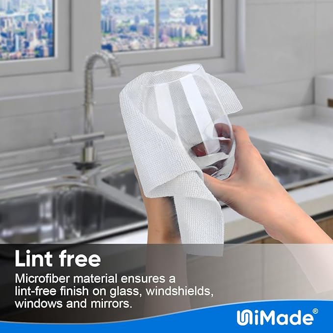 UNIMADE Shop Towel Rags, 50 Pack Reusable Shop Rags Bulk Microfiber Cleaning Cloth Lint Free Cleaning Towels for Car Kitchen Automotive Bar Mechanic Restaurant Garage, 11.5"x 11.5", White
