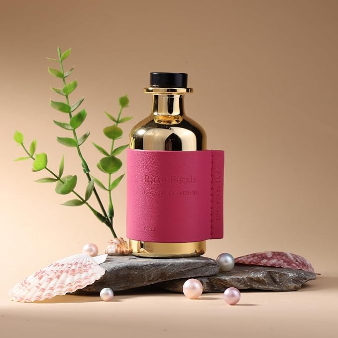 Reed Diffuser Set, Pretty Valley Home Diffuser 80Ml / 2.7 fl OZ Gift Box - Includes Reed Diffuser Sticks, Long Lasting Fragrance Oil and Glass Bottle for Office Living Room Decor (Rose Petals)