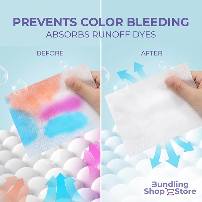 Color Catchers for Laundry- Pack of 50 White Laundry Sheets, Color Absorbent Paper for Mixed Washing, Non Abrasive Fabric Care, Thin & Soft Washing Machine Accessories