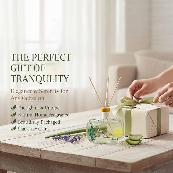 Reed Diffuser, Lavender Scented No Flame Air Freshener for Home, 100ml Long-Lasting Essential Oil Diffuser with Natural Reed Sticks Jasmine, Safe for Bedroom, Office, Bathroom