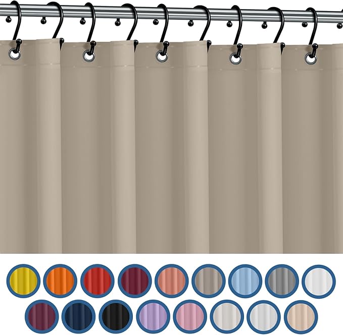 Premium Shower Curtain Liner, 72"W X 72''H - PVC-Free, 6G PEVA Shower Curtain with 12 Rust Proof Grommets And Magnet-weighted Bottom Hem - Moisture Stain Proof Shower Curtain Liner - Taupe